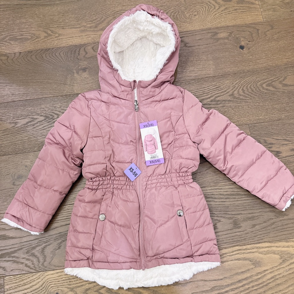 NWT Steve Madden Reversible Parka Jacket Pink To Faux Fur White